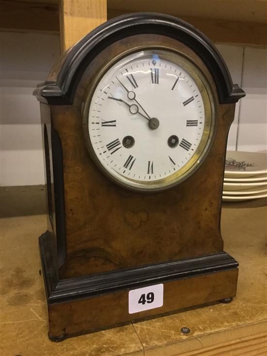 Arched walnut mantel clock